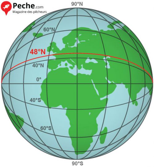 Le 48e parallèle sur le globe