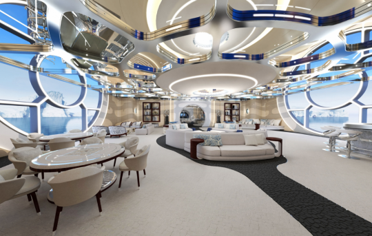 Le salon principal inférieur © Gresham Yacht Design