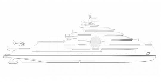 Croquis du superyacht Thor © Gresham Yacht Design