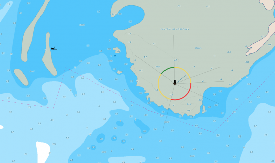 Les secteurs du phare de Cordouan représenté sur une carte ©C-Map