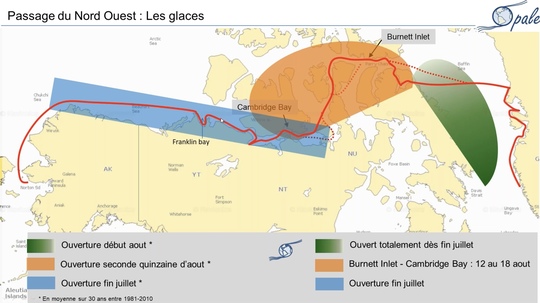 Les 3 zones de glace dans le Passage du Nord Ouest
