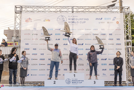 Le podium femmes de l'épreuve de Slalom