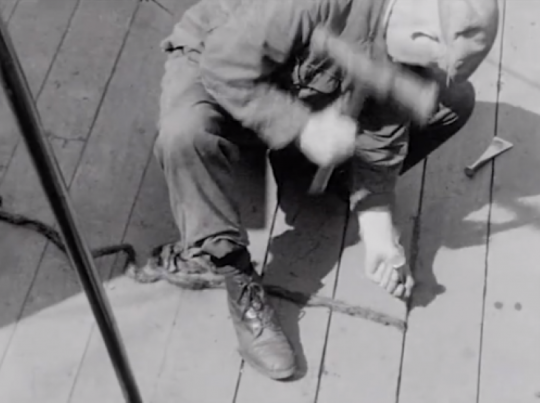 OpÃ©ration de calfeutrage en 1954, lorsqueÂ Cutty SarkÂ est arrivÃ© pour la premiÃ¨re fois Ã  GreenwichÂ Â© Royal Museums Greenwich