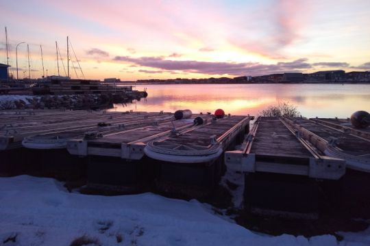Les pontons sont mis à sec à St Pierre pendant l'hiver