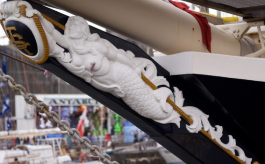 Figure de proue de l'un des grands voiliers amarrés à Hartlepool Docks à l'arrivée de la Tall Ship's Race 2010