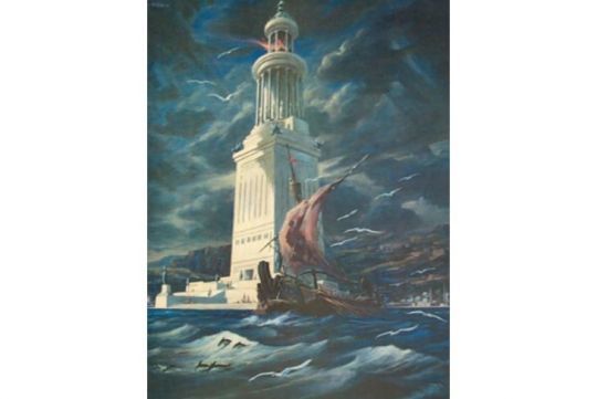 Le phare d'Alexandrie, tel qu'imaginé par Marten van Heemskerck, peintre du 16e siècle.
