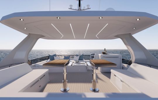 Le flybridge de l'Omaya 50