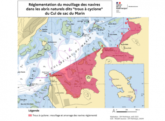 Interdiction de mouillage dans les abris naturels dits trous à cyclone du Cul-de-Sac du Marin