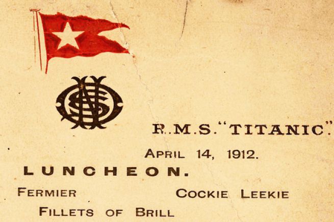 Menu of the last lunch of the Titanic, the day of its sinking