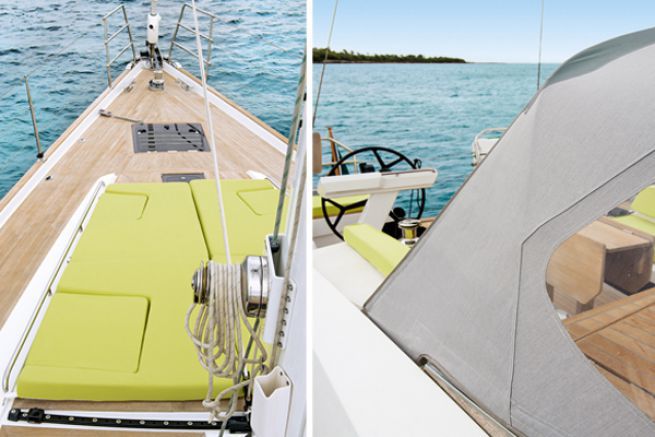 Sunbathing and back closure in Sunbrella fabrics - Wauquiez Pilote Saloon