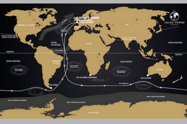 Spindrift 2's course on the Jules Verne Trophy