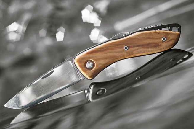 The Wichard knife is dressed in wood