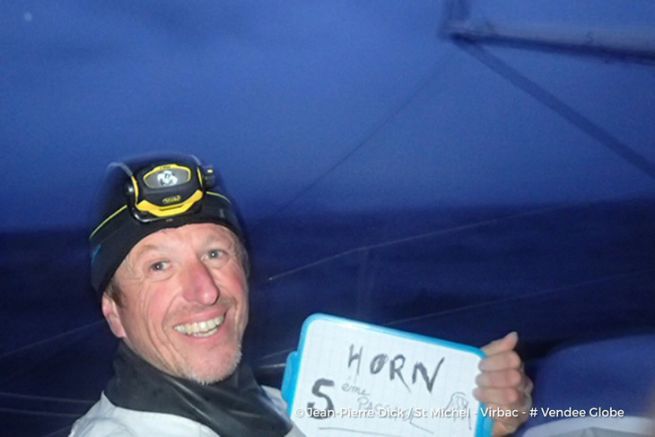 Jean-Pierre Dick has just rounded Cape Horn..