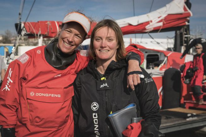 Carolijn Brouwer and Marie Riou, the two sailors of the Dongfeng Race Team