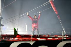 Yannick Bestaven at the finish of the Vendée Globe