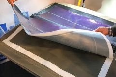 Solar panel fixed by Velcro on a bimini