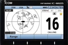 An AIS screen with targets on an Icom VHF