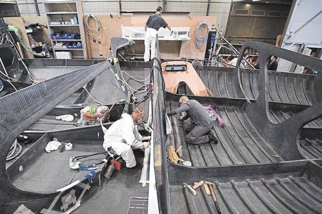The keel well on the IMOCA run is under construction