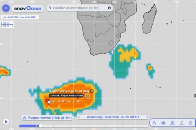 Forecast of rogue waves in Southern Africa for the day of 02/12/2020