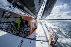Liferaft located in the cockpit of the IMOCA PRB