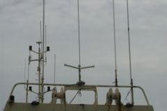 Antennas on the roof of a boat