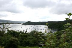 The marina and Tobermory Bay seen from the hill, Isle of Mull, Scotland