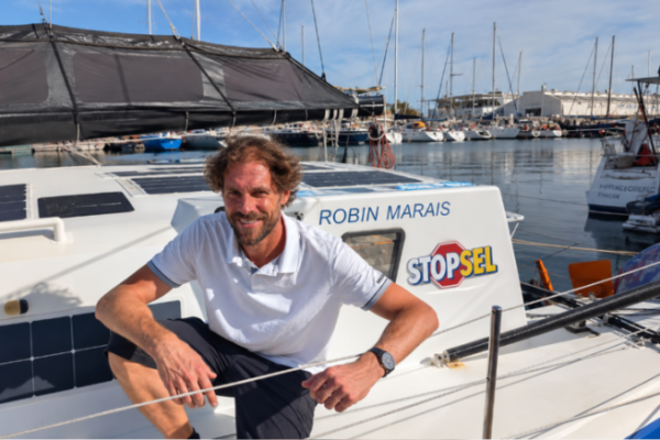 Robin Marais aboard his IMOCA RESPIRE