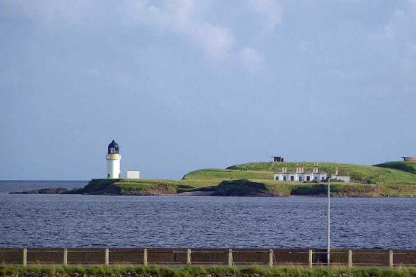 Arnish Lighthouse at Stornoway Harbour, on the Isle of Lewis in the Scottish Hebrides