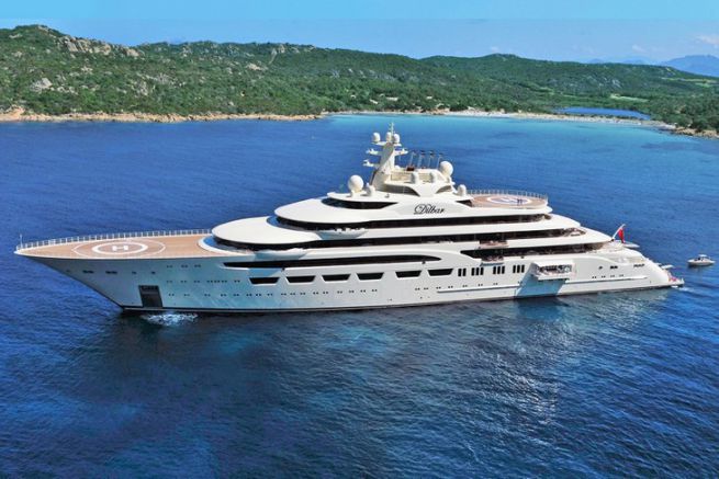 The superyacht Dilbar, the largest yacht in the world in volume